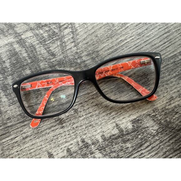 Ray-Ban RX5228 2479 Eyeglasses FRAMES ONLY Black Red Interior Logo Design - Picture 8 of 12